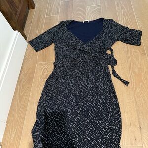 Navy Polka Dot Maternity Dress